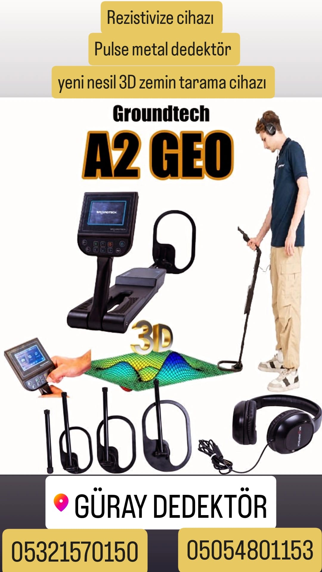 CONRAD GROUNDTECH A2-GEO yeni nesil 3D ZEMİN GÖZÜNTÜLEME CİHAZI , PULSE DEDEKTÖR ve REZİSTİVİZE CİHAZI